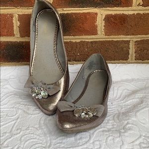 Silver ballet flats